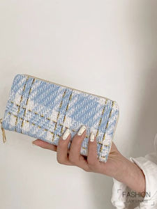 กระเป๋าสตางค์ผ้าใบ MOONLIGHT MORIA กระเป๋าสตางค์ผู้หญิงแบบยาว กระเป๋าใส่โทรศัพท์มือถือ กระเป๋าใส่เหรียญ ความจุขนาดใหญ่ กระเป๋าสะพายข้างลายกุ้ง