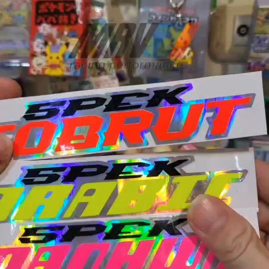 Stiker Cutting Logo Timbul Premium Hologram SPEK TOBRUT, SPEK ARABIC, SPEK MANWHA Panjang 14 cm Stiker Vinyl Anti Air kualitas premium