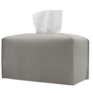 Tissue Box Cover Refined PU Leather Foldable Tissue Box Holder - Decorative Holder/Organizer for Bathroom Vanity Countertop