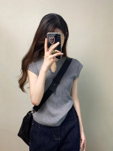 Áo Thun Tay Ngắn Màu Xám Bằng Lụa Băng Dệt Kim Mùa Hè Thiết Kế Độc Đáo Siêu Đẹp Tay Lỡ Cổ Chữ U Dáng Ôm Vừa Vặn