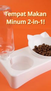 Hobilic Tempat Makan Minum Kucing 2 in 1 Otomatis Mangkok Bowl Makan dan Minum Kucing Lucu Anti Semut