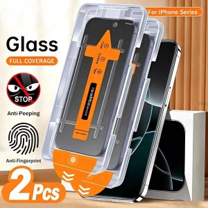 2Pcs Dust Free Privacy Glass Screen Protector For iPhone 15 Plus 14 18 17 13 Mini 16e 12 11 Pro Max Air 7 8 6S XS Max X XR Film