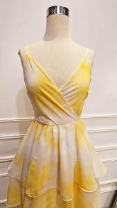 Aliciacouture - Lala Yellow Summer Dress - Layer Long Elegant Look - Party Dress Korean Style