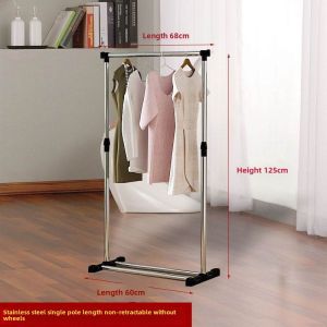 Outdoor Stainless Steel Clothesline Stand Windproof Single Rod Balcony Retractable Double Rod Clothes Drying Rack Simple Design