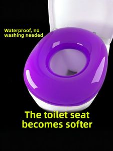 Waterproof Toilet Seat Cover Four Seasons Universal Foam Silicone Mat Non-Disposable Handle Bathroom Cleaning Tools Japanese Style