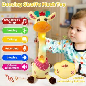XMSJ | Electric Swing Dance Giraffe Singing Talked Children Gift Adjust Volume Twist Neck Dance Giraffe Different Music Cute Decors
