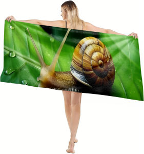 1PC Towel Cute Snail Animal Drawing arts for family friends Quick-Dry Beach Towel For Yoga Tourism Beach GYM Camping Swimming