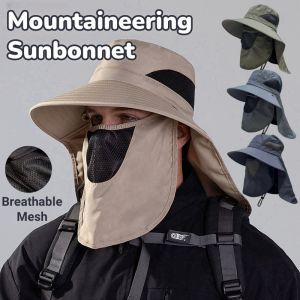 Outdoor Face and Neck Protection Sun Protection Hat Summer Detachable Big Eaves UV Protection Fishing Hat Breathable Mountaineering Hat