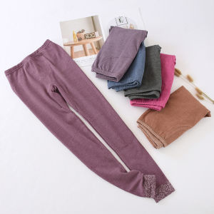 High Waist Pure Cotton Thermal Pants Womens Slim Fit Knee Padded Thin Style Elasticated Bottoms Long Trousers
