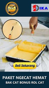 Paket Nge Cat Hemat Kuas Roll COPOT 9 INCH dan Bak Cat Kaki Luar Kuat Cat Tembok Rumah Pintu Murah