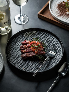 High Aesthetic Value Pure Color Ceramic Steak Plate Western Dinner Plate Simple High-End Feeling Dumpling Plate Commercial Use