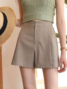 หลวม ทรงเอ ลำลอง กางเกงขาสั้น ผู้หญิง ขากว้าง กางเกง สูทยาวสามส่วน โพลีเอสเตอร์ ผ้าวิสโคส สแปนเด็กซ์ เบลนด์เอวสูง กางเกงขาสั้น