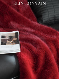 ELIN LONYAIN | Modern Simple Red Imitation Fox Fur Blanket