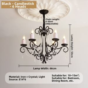 OUCHAO | French Style Crystal Chandelier Cream Farmhouse Design Lamp