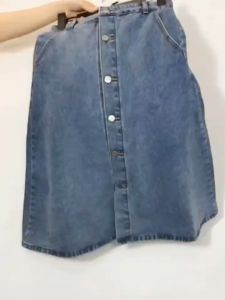 COD (Ready stok!!!) rok kancing penuh rok korean style panjang 7/8 rok jeans wanita kancing depan rok jeans wanita plisket premium jumbo cewek denim skirt midi vintage kekinian oversize skirt