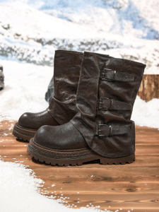 Semir | Brown Chunky Heel Bootie Ankle Boots
