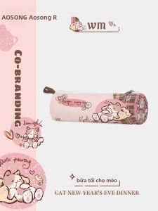 Hộp đựng đồ dùng học tập chì AOSONG vải canvas phong cách đơn giản cho học sinh