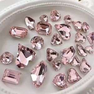 Pink Pointed Bottom Love Manicure Diamond Jewelry Peach Heart  Glass Nail Drill Nail Decoration Nail Art 少女粉色尖底爱心钻K9
