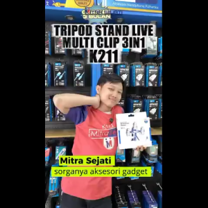 Mitra Sejati Tripod Stand Multifungsi 3in1 Untuk Live Streaming 3 Handphone K211
