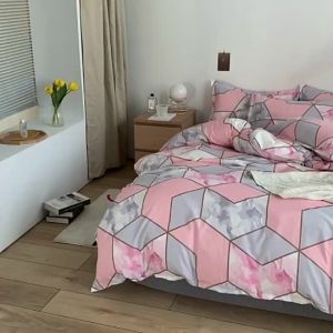 4 in 1 Full Garterized Bedding Set Double Queen King Bedsheet High Quality Bedding Set Duvet Cover