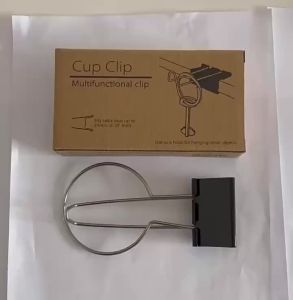 [J] Metal Table Cup Holder With Clamp Clip On Anti-Spill Table Cup Holder Water Bottle Holder For Workplace Pencils Cups