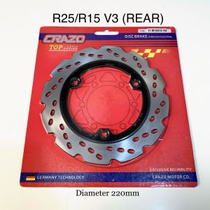 Disc Cakram Belakang New Grigi Hitam UK 220mm R15 V2 V3 Vixion R R25 MT 15 MT 25 Ukuran STDR 220mm Disc Cakram Belakang