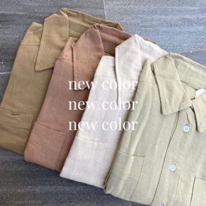 madina shirt polo linen tali belakang - atasan wanita full kancing - kemeja wanita bahan polo linen premium