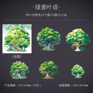 Dreamy Tree Shadow Leaf Sticker Pack Shell Light Handmade Scrapbooking Adhesive Paper DIY Material for Journaling