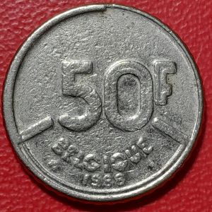 Koin Belgia Koleksi kuno Jadul 50 Francs Tahun 1988 BEKAS