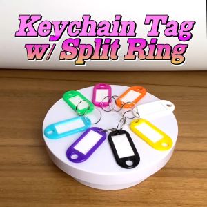 Risefully 50pcs Portable Key ID Tags Durable Plastic Key Tags w/ Split Ring Label Window for Identification