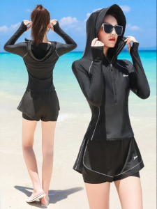 XTEP | Womens Long Sleeve Slimming Split Swimsuit