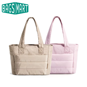 BAGSMART Lightweight Puffy Padded Tote Bag with Compartments Quilted Womens Shoulder Bag Handbag for Travel Work Gym