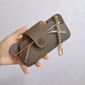 F First Layer Cowhide Bag Sunglasses Storage Bag Myopia Glasses Bag Genuine Leather Portable Sunglasses Bag Can Hang Bag Case