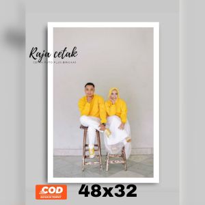 CETAK FOTO PLUS BINGKAI 24r  MINIMALIS LIS PUTIH media papan mdf