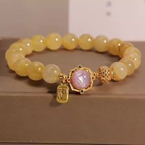 Natural Stone Citrine Bracelet Blessing Card Bracelet for Girlfriend Girlfriend Gifts