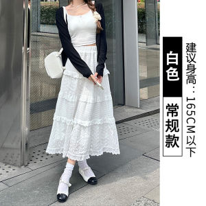 White High Waist A-Line Mini Skirt Womens Spring Summer Autumn 2025 New Style Fairy Lace Puffy Skirt Sweet Countryside