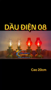 Bộ 2 cây đèn thờ dầu điện 08 dùng bóng ớt thông dụng cao 20cm tiết kiệm điện ánh sáng trắng/ vàng