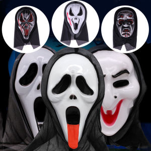 GUOUQNA หน้ากากผีฮาโลวีนสยองขวัญหมวกกันน็อคเปิดลิ้นสำหรับงานปาร์ตี้หน้ากากผีปิศาจฮาโลวีนน่ากลัวภาพยนตร์สมจริง