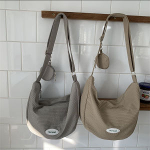 Retro Korean Style New Moon Dumpling Canvas Bag Student Class Small Design Casual Crossbody Single Shoulder Bag