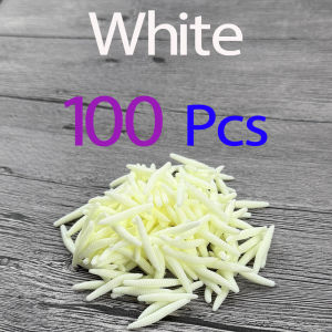 100Pcs Lifelike Soft Plastic Maggot Lures Artificial Worm Bait for Panfish Perch Walleye Fishing Gear for Freshwater Saltwater