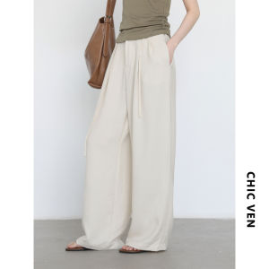 Summer Tencel Linen High Waist Wide Leg Dressy Trouser