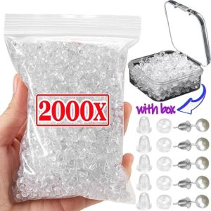500/2000pcs Transparent Silicone Head Ear Studs Plugs DIY Earring Findings Anti Falling Stoppers Earstud Ear Stopper Accessories