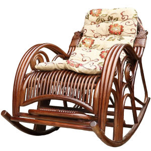 Natural Wicker Rocking Chair Lazy Afternoon Nap Home Use Balcony Leisure Lounger Swing Chair for Adults Comfortable Seating