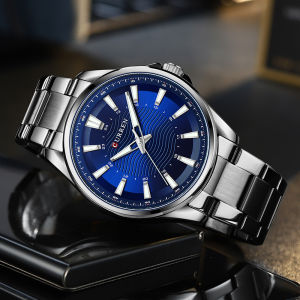CURREN Mens Minimalist Watch Stainless Steel Bracelet Sleek Business Quartz Wristwatches with Luminous Hands