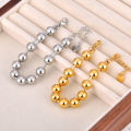 Lokaer Fashion Stainless Steel 8/10mm Round Beads Chain Necklace Bracelet Sets for Women 18K Gold Plated Party Jewelry N24082. 