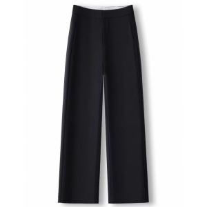 High Waist Straight Leg Tencel Wool Pants Slim Fit Casual Soft Womens Long Pants Elegant Versatile Draping Loose Fit