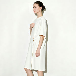AMII | New Round Neck Loose Dress with Removable Buttons