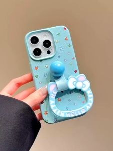 เคสศัพท์ลายแมวการ์ตูน หัวเข็มขัดสีคลื่น จุดดาว สำหรับ iPhone 16 15 14 13 12 11 Pro Max Plus เคสกันตกแบบนุ่มสำหรับเคส iPhone13