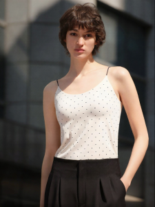 Ubras | Sleeveless Tank Top For Women Big Round Neck White Built-in Bra Back Beauty