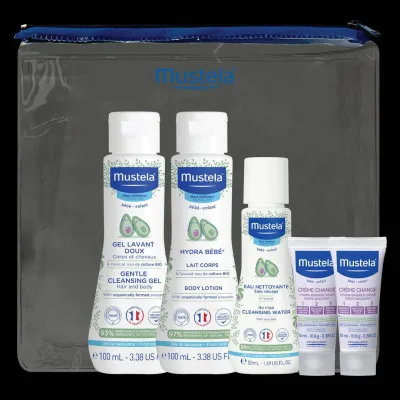 Mustela Newborn Starter Kit Gentle Cleansing Gel Body Lotion Cleansing Water Cream Change Travel Bathing Set